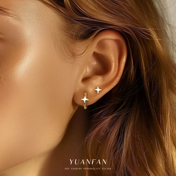 Women's S925 Sterling Silver Star Shape Zircon Earrings