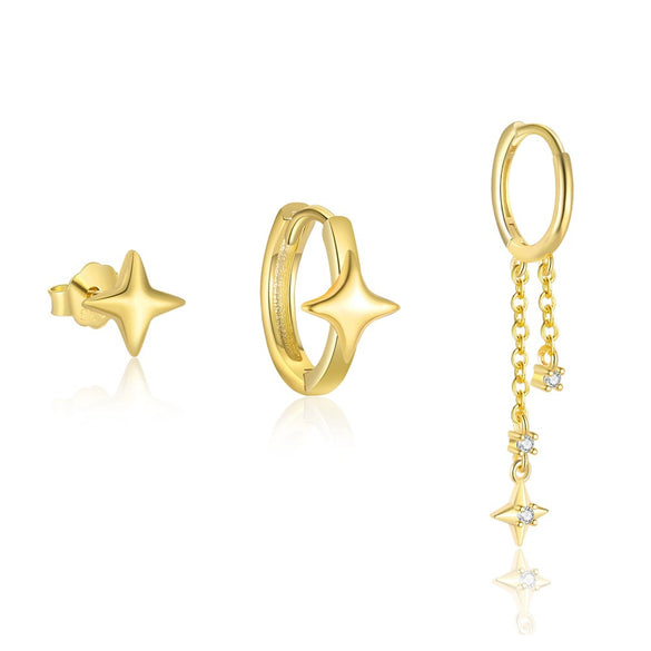Women's S925 Sterling Silver Star Shape Zircon Earrings