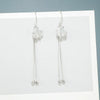 Women's S925 Sterling Silver Tulip Chalcedony Tassel Earrings Elegant Long Floral Ear Line Drop Earrings