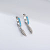 Women's S925 Sterling Silver Turquoise Feather Ear Jewelry With Diamond Design