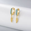 Women's S925 Sterling Silver Turquoise Feather Ear Jewelry With Diamond Design