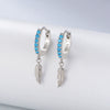 Women's S925 Sterling Silver Turquoise Feather Ear Jewelry With Diamond Design