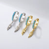 Women's S925 Sterling Silver Turquoise Feather Ear Jewelry With Diamond Design