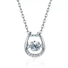 Women's S925 Sterling Silver U Shape Horseshoe Pendant Necklace With Diamond Accents Light Luxury Clavicle Chain
