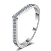 Women's S925 Sterling Silver Vshaped Geometric Ring With Moissanite And Electroplating Treatment