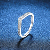 Women's S925 Sterling Silver Vshaped Ring With Simulation Diamond Electroplated Letternumbertext Pattern