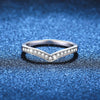 Women's S925 Sterling Silver Vshaped Ring With Simulation Diamond Electroplated Letternumbertext Pattern