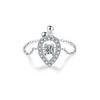 Women's S925 Sterling Silver Water Drop Hollow Geometric Ring Light Luxury Niche Original Design Seiko