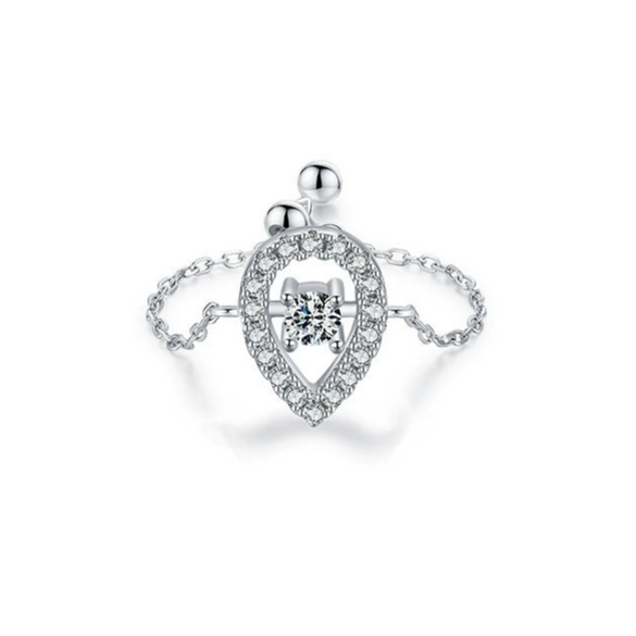 Women's S925 Sterling Silver Water Drop Hollow Geometric Ring Light Luxury Niche Original Design Seiko