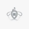 Women's S925 Sterling Silver Water Drop Hollow Geometric Ring Light Luxury Niche Original Design Seiko