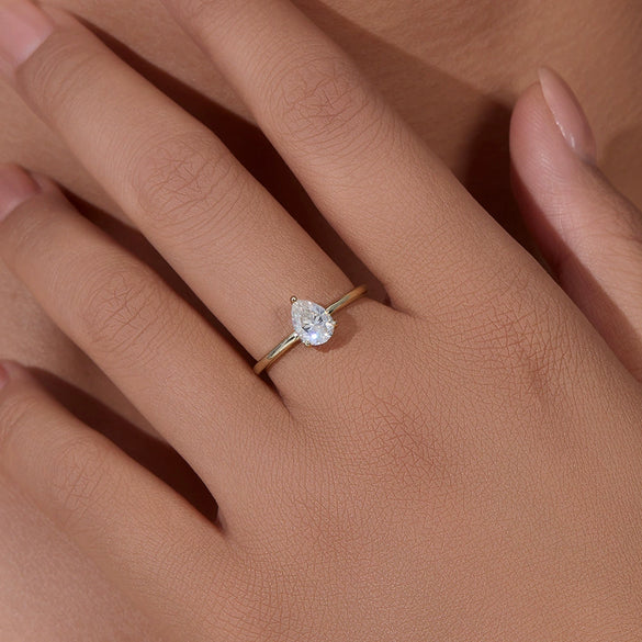 Women's S925 Sterling Silver Water Drop Zircon Geometric Ring
