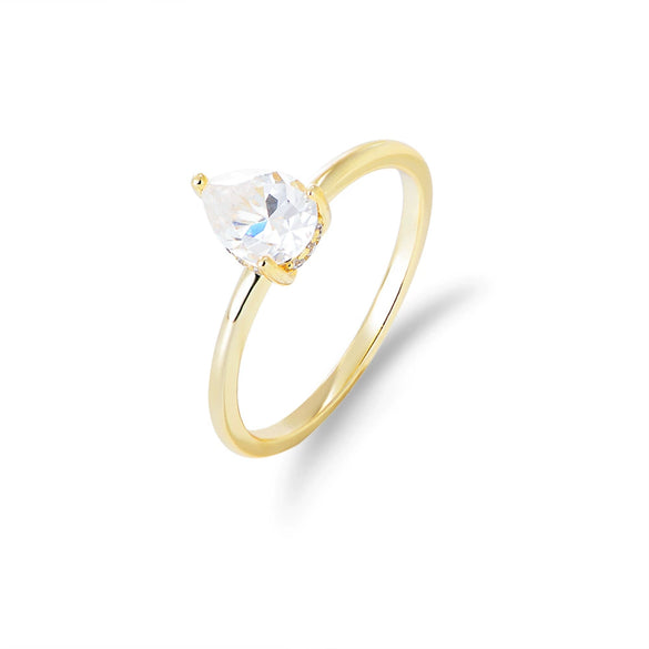 Women's S925 Sterling Silver Water Drop Zircon Geometric Ring