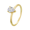 Women's S925 Sterling Silver Water Drop Zircon Ring Simulated Diamond Classic Style Hand Jewelry