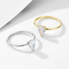 Women's S925 Sterling Silver Water Drop Zircon Ring Simulated Diamond Classic Style Hand Jewelry