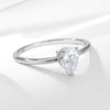 Women's S925 Sterling Silver Water Drop Zircon Ring Simulated Diamond Classic Style Hand Jewelry