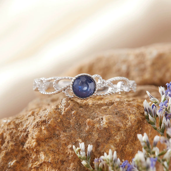 Women's S925 Sterling Silver Wave Shaped Gem Set Ring With Natural Sapphire Ruby Topa Garnet Olivine
