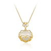 Women's S925 Sterling Silver White Chalcedony Ping An Lock Pendant Necklace Geometric Light Luxury Electroplated Cross Chain