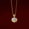 Women's S925 Sterling Silver White Chalcedony Ping An Lock Pendant Necklace Geometric Light Luxury Electroplated Cross Chain