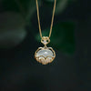 Women's S925 Sterling Silver White Chalcedony Ping An Lock Pendant Necklace Geometric Light Luxury Electroplated Cross Chain