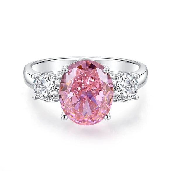 Women's S925 Sterling Silver Yellow Diamond Ring With Ice Flower Cut And Reddish Cut 8A Zircon