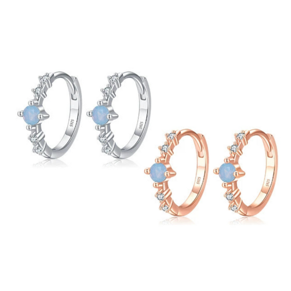 Women's S925 Sterling Silver Zircon Inlaid Geometric Earrings Small Fresh Style