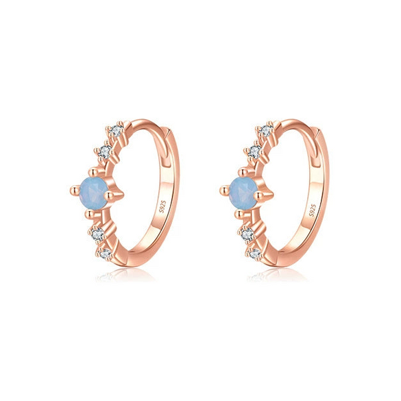 Women's S925 Sterling Silver Zircon Inlaid Geometric Earrings Small Fresh Style