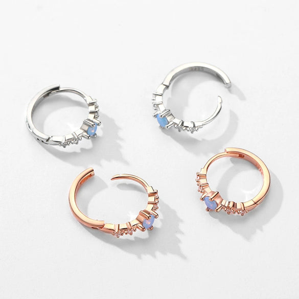 Women's S925 Sterling Silver Zircon Inlaid Geometric Earrings Small Fresh Style