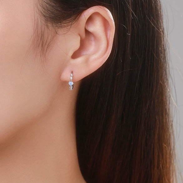 Women's S925 Sterling Silver Zircon Inlaid Geometric Earrings Small Fresh Style