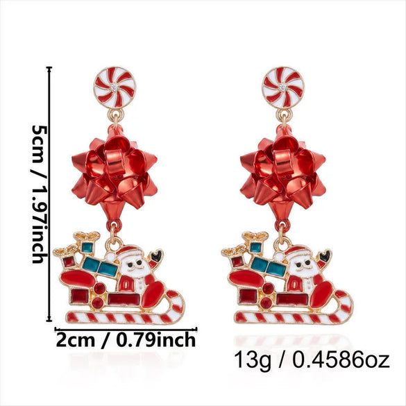 Women's Santa Claus Alloy Drop Earrings With Copper Posts Plated Festive Holiday Jewelry For Christmas Celebrations