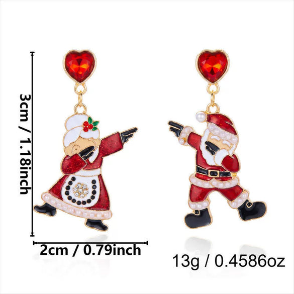 Women's Santa Claus Alloy Drop Earrings With Copper Posts Plated Festive Holiday Jewelry For Christmas Celebrations