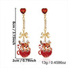 Women's Santa Claus Alloy Drop Earrings With Copper Posts Plated Festive Holiday Jewelry For Christmas Celebrations