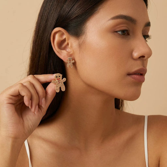 Women's Santa Claus Christmas Tree Drop Earrings With Rhinestone Accents Alloy Electroplated Cartoon Holiday Ear Hooks