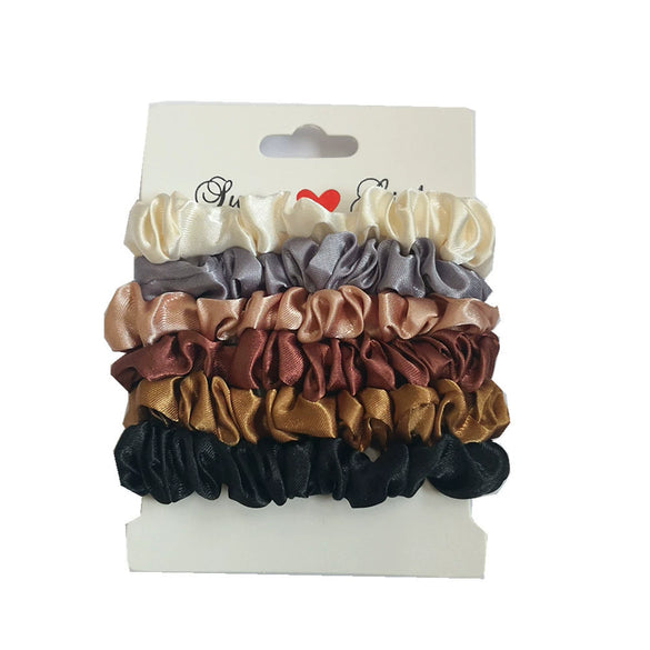 Women's Satin Knitted Plaid Hair Scrunchie Set French Retro Silk Style Fabric Hair Ties Soft Elastic Large Scrunchies