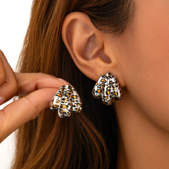 Women's Sexy Leopard Print Resin Geometric Irregular Cshaped Handmade Drop Earrings