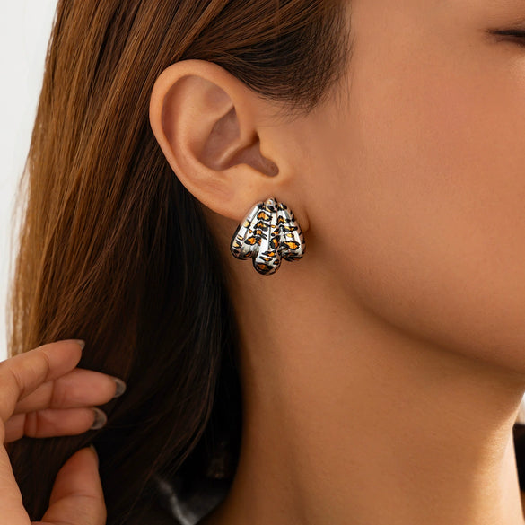 Women's Sexy Leopard Print Resin Geometric Irregular Cshaped Handmade Drop Earrings