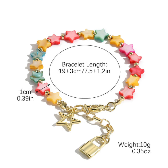 Women's Shell Bracelet With Heart Bow Star Geometric Patterns Electroplated