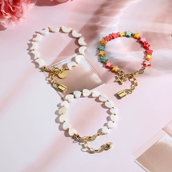 Women's Shell Bracelet With Heart Bow Star Geometric Patterns Electroplated