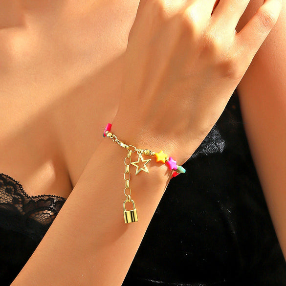 Women's Shell Bracelet With Heart Bow Star Geometric Patterns Electroplated