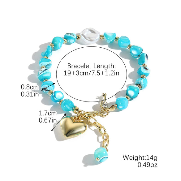 Women's Shell Bracelet With Heart Bow Star Geometric Patterns Electroplated