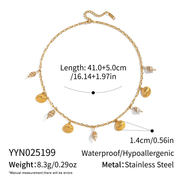 Women's Shell Conch Ocean Style Necklace Bracelet Set In Stainless Steel With Little Bear Pig Small Animal Pattern And Electroplating