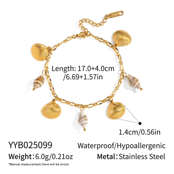 Women's Shell Conch Ocean Style Necklace Bracelet Set In Stainless Steel With Little Bear Pig Small Animal Pattern And Electroplating