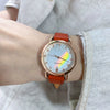 Women's Shell Dial Alloy Case Ordinary Glass Mirror Pointer Watch Retro Leather Leisure Style