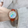 Women's Shell Dial Alloy Case Ordinary Glass Mirror Pointer Watch Retro Leather Leisure Style