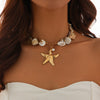 Women's Shell Imitation Pearl Alloy Animals Zodiac Signs Handmade Starfish Conch Necklace