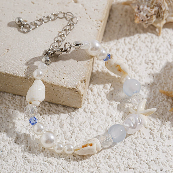 Women's Shell Starfish Crystal Beaded Bracelet Zinc Alloy Geometric Handmade