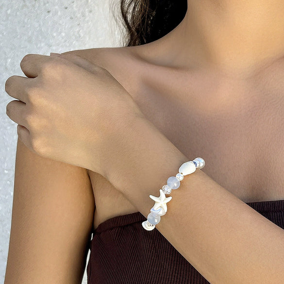 Women's Shell Starfish Crystal Beaded Bracelet Zinc Alloy Geometric Handmade