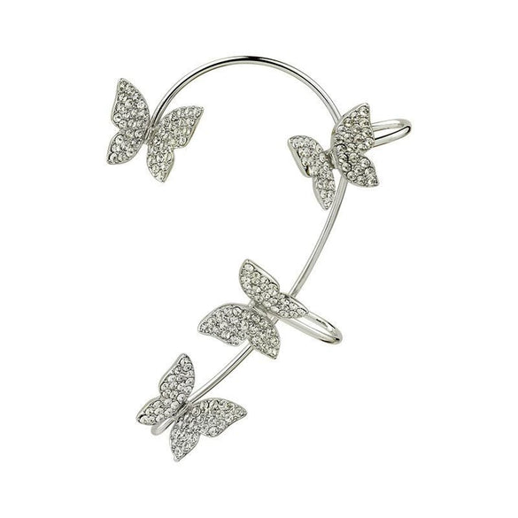 Women's Shining Butterfly Ear Clip Earrings With Gold Plated Artificial Gemstones Electroplated Metal Fairy Style Statement Jewelry
