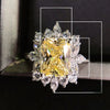 Women's Shining Yellow Diamond Full Set Zircon Jewelry Set With Copper Material And Flower Pattern