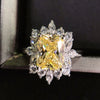 Women's Shining Yellow Diamond Full Set Zircon Jewelry Set With Copper Material And Flower Pattern