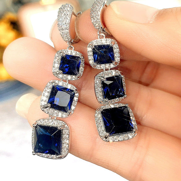 Women's Shiny Square Copper Zircon Geometric Earrings